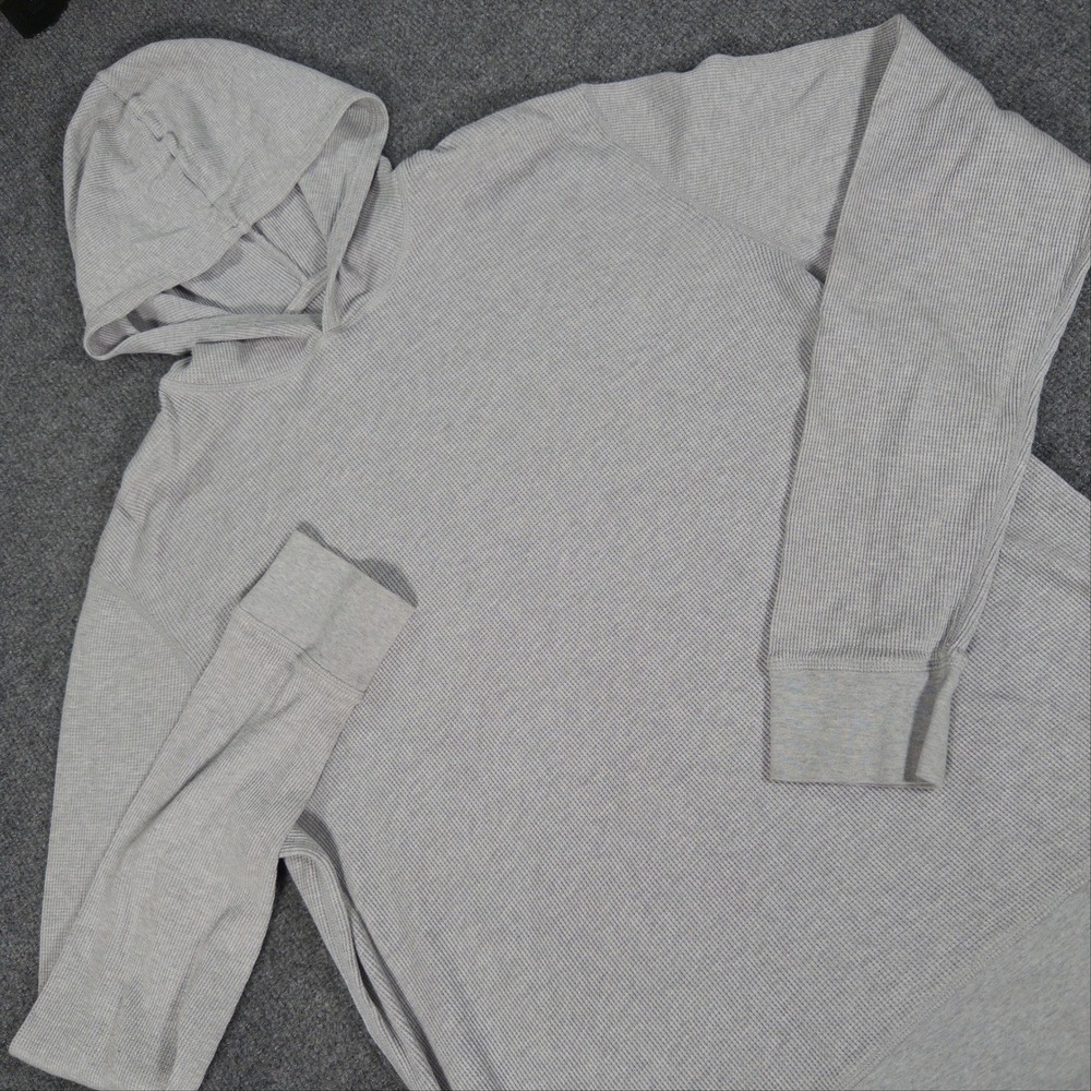 Vuori Mens Waffle Knit Hoodie Light Grey Thermal Pullover Long Sleeve XL #4866